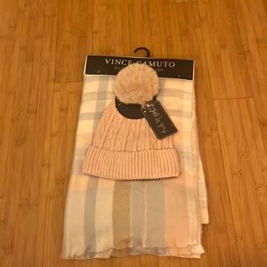 Pink cute hat and scarf set